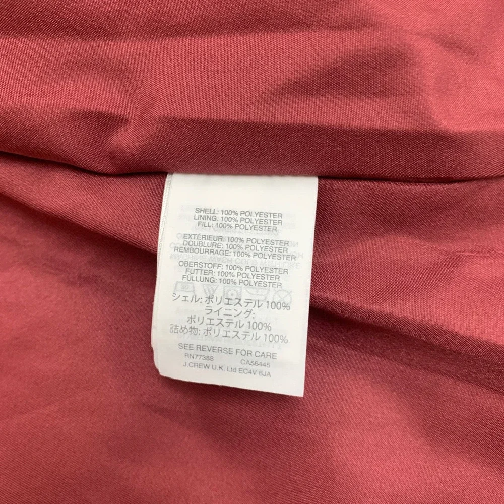 J Crew Vest Womens S Small Garnet‎ Mercantile Ruffle Quilted Puffer Full Zip